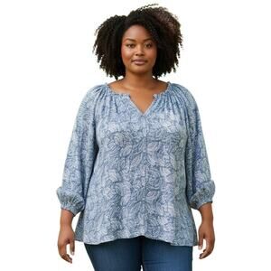 intro. blue patterned Women's Top Size 3X
